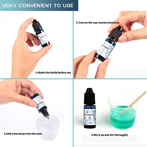 Epoxy Resin Pigment 20 Colour Resin Color Dye Non Toxic Resin Colorant for Resin Art Coloring Jewelry DIY Crafts Making, 0.35oz/Bottle