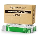 TRIGHTFILTERS 16x25x1 Air Filter 4 Pack, MERV 8 Pleated Dust Defense Air Filters Replacement Air Conditioner HVAC AC Furnace Filter, Durable and Lightweight