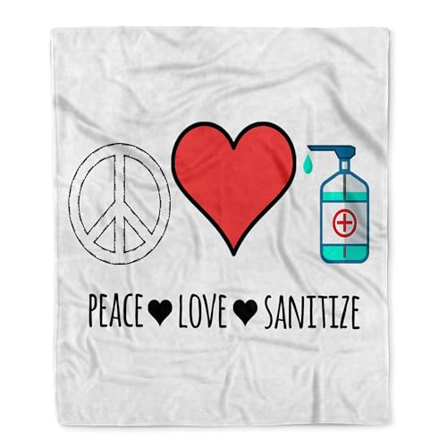 3dRose Peace Love Sanitize Peace Sign, red Heart, and Hand