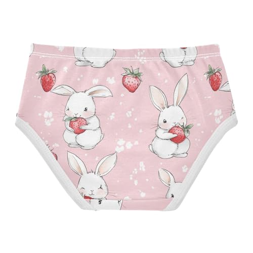 Wusikd Cute Rabbits Girls' Underwear Cotton Strawberries Pink Girls Briefs Soft Toddler Underwear 2T2