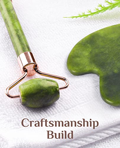 Jade Roller & Gua Sha Set, Face Roller For Skin Care Routine, Reduce Puffiness And Improve Wrinkles, Massage Tools Relieve Fine Lines For Face Neck, And Eye Treatment #TOP2