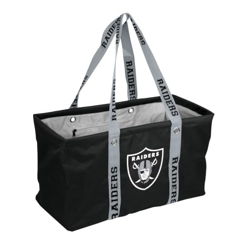 FANMATS NFL Oakland Raiders Large Picnic Caddy Tote Bag — Digital Printed Straps | Polyester | Collapsible Design | Team Color