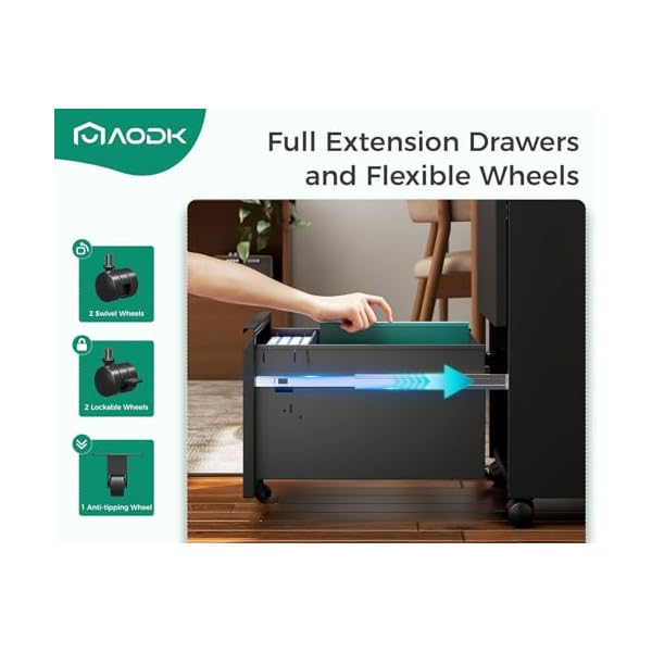 Aodk file cabinet for home office fully assembled filing cabinet 2 drawer rolling file cabinets with lock small mobile file storage cabinets for a4legalletter file black  urban country home decor