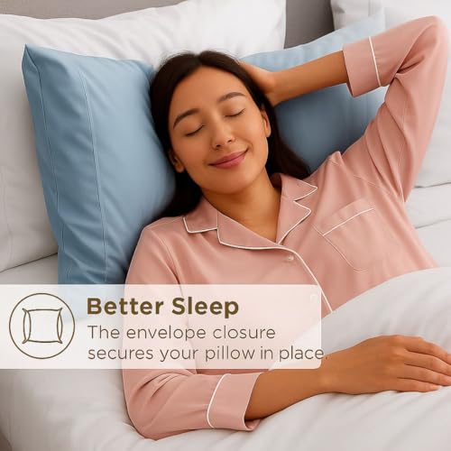 Image of 600 TC 100% Egyptian Cotton Fitted Sheet for Single Bed Size Fitted Bed Sheet with Pillow Cover for Bedroom, Soft Hotel Quality Size - 36 x78+12 Light Blue Pillow Cover Size -18 x 28 Inch