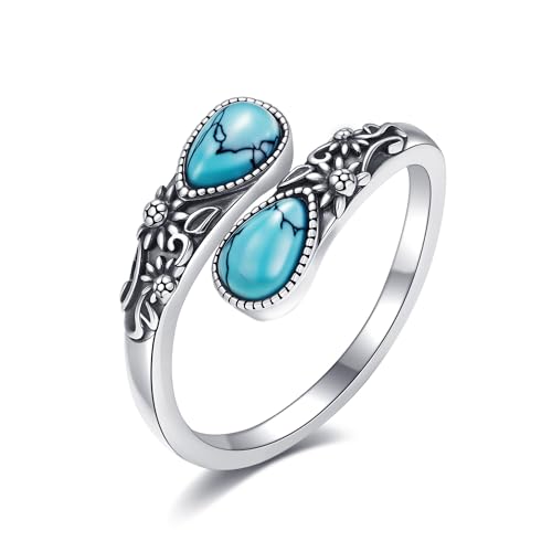 Bague cuillère en argent 925 véritable bague vintage pierre précieuse