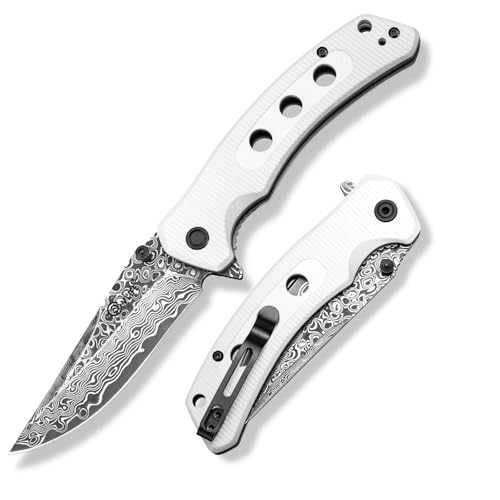 CVLIFE Damascus Pocket Knife for Men, 3.26