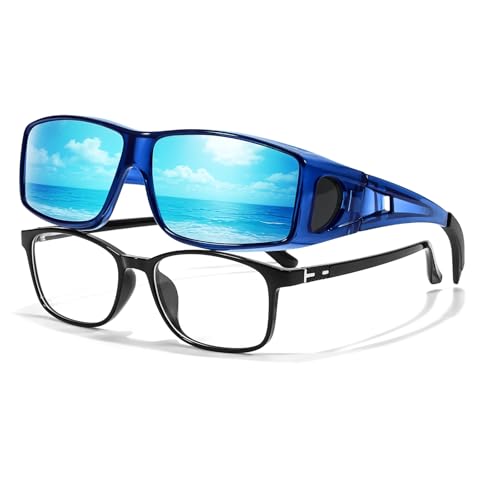 Image of TJUTR Polarized Fit-Over Sunglasses for Men & Women, Wraparound UV400 Protection Over Prescription Glasses for Driving TS2611