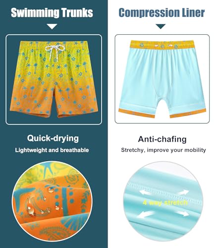 Image of APTRO Men's Swim Trunks with Compression Liner 5 Inch Bathing Suit Beach Swimsuits