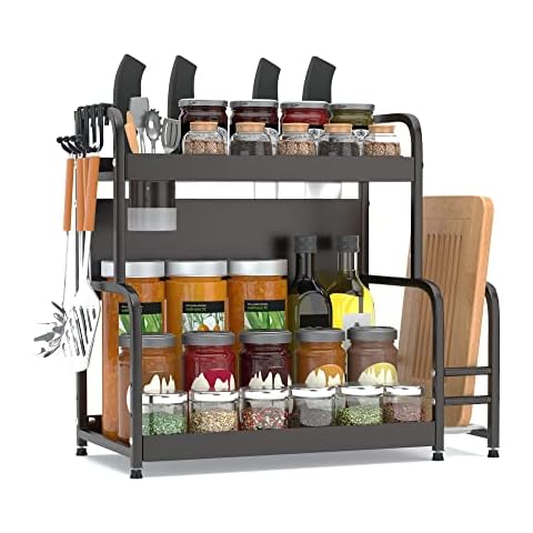 FEXPLENDID Gewürzregal Stehend Mit Utensilienhalter, 2 Lagen Cover