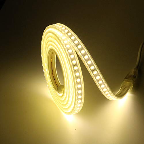Image of White LED Strip Lights 6.56ft AC 120V Rope Lights 110V Flexible LED Light Strip Waterproof 4000K Bright White SMD 5730 120LEDs /m for Bedroom Mirror Kitchen Cabinet Lighting