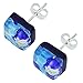 Glass Of Venice Murano Glass Venetian Reflections Square Stud Earrings - Aqua Blue