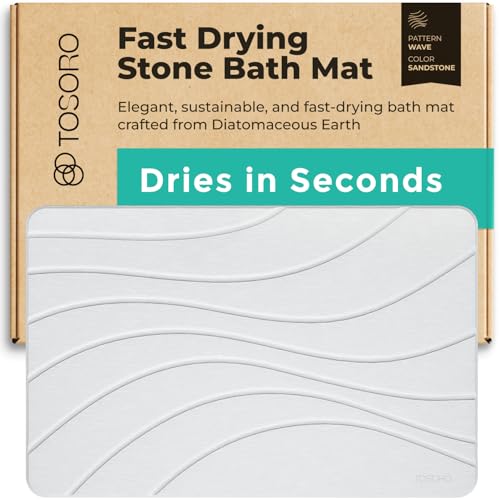 TOSORO - Stone Bath Mat Diatomaceous Earth Shower Mat Non-Slip