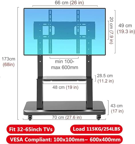 Soporte móvil para TV con ruedas y altura ajustable miniatura 2