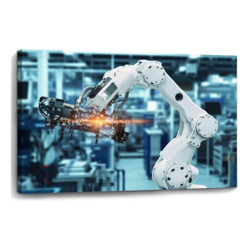 Canvas Wall Art Robotic arms industrial robots factory automation machines Large Poster Artwork Framed Prints Modern Wall Decor for Living Room Bedroom Restaurant Ready to Hang 20 x 32