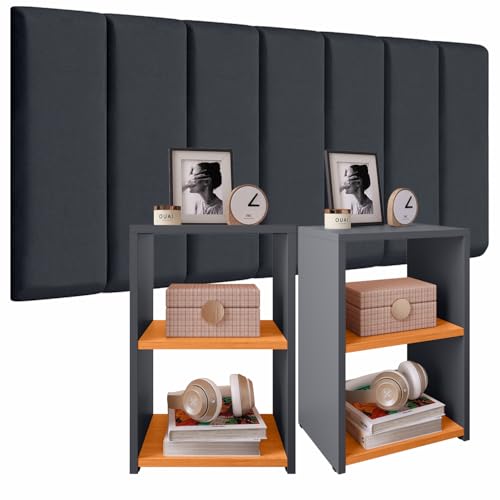Conjunto Quarto 2 Mesa Cabeceira Retrô Painel Cabeceira Cama Casal Box 1,40