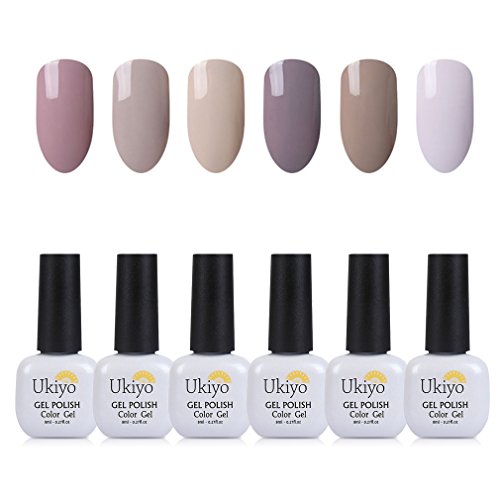 Nail Polish Set Nude Nail Polish Soak Off UV LED Nail Art Kit 6PCS by Ukiyo