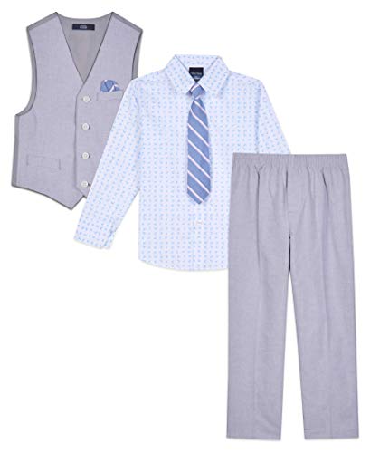 Nautica Boys' Little 4-Piece Set With Dress Shirt, Bowtie, Vest And Pants, Grey Mouse, 5 #TOP1