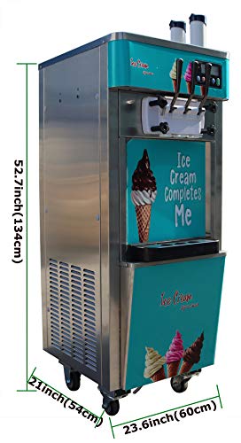 Commercial 110V 3Flavor Soft Ice Cream Cooling Making Machine 20-30L/H Standing Type(Ite#210051) #TOP1