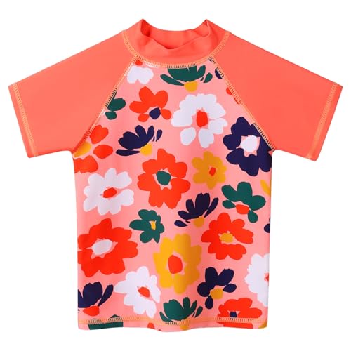 Image of Girls Two Piece Swimsuit Floral UPF 50+ Rash Guard Set Kids Beach Swimwear