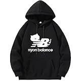 ニャンバランス 面白い パーカー メンズ おもしろ トレーナー フード付き ネコ パロディー バンド ロック パンク メタル 男女兼用 秋冬服 M