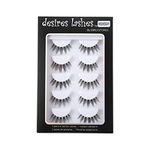 DESIRES LASHES By EMILYSTORES Natural Strip Eyelashes Multipack 5Pairs Per Kits, 03Wednesday Cover