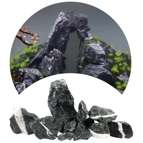 Natural Dark Grey Aquarium Stones for Caves Cover