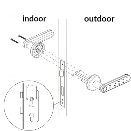 Miratic Türgriff Mit Fingerprint Elektrisches Türschloss mit Touch-Tastatur und SMART-Funktion Elektronisches Türschloss USB-C-Notstrom Bluetooth 5.0 Schwarz
