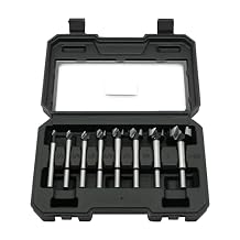 GMTOOLS Forstner Bit Set, 8PCS Forstner Drill Bits for Wood, Carbide Forstner Bit for Woodworking, Auger Opener Round Shank Drilling Cutting Tool for Hardwood, Softwood, Plastic, Plywood