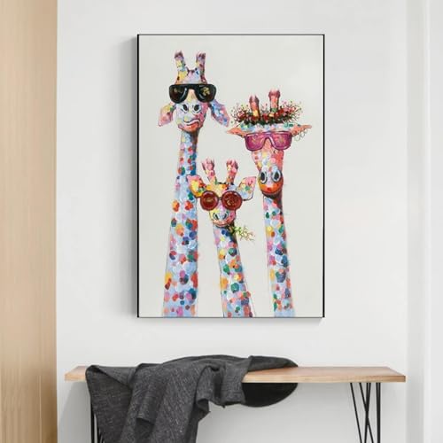 Impression toile affiches images de girafe colorées KEBIA 50x70