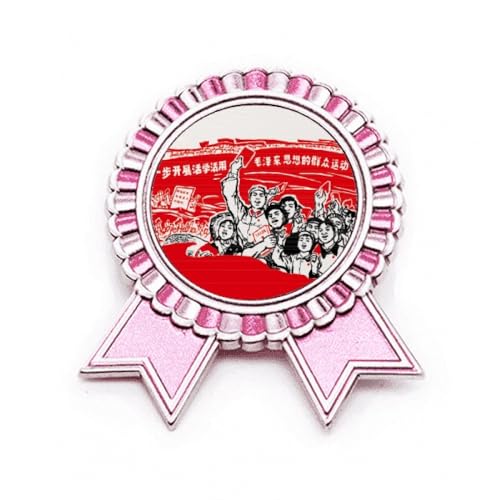 Mao Broche Badge Anthologie Métal Medium Drapeau Rouge Rose pour Collection