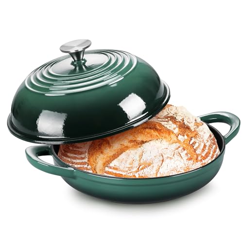 P&P CHEF Dark Green Enameled Bread Dutch Oven for Sourdough, 5.5 QT