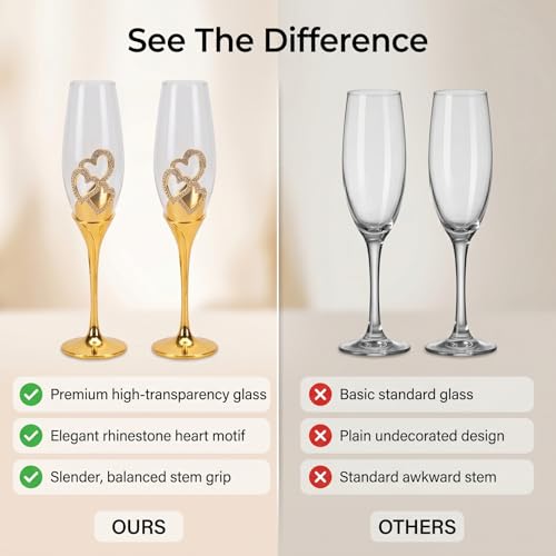 Verres à champagne GOWENIC cœur pour éviter une table de mariage banale - 6