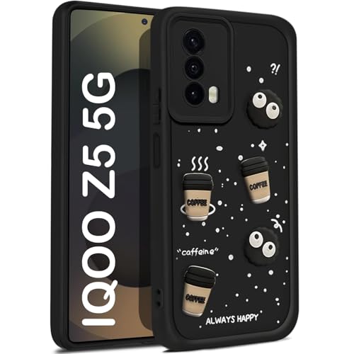 TRUEUPGRADE Coffee Case for Vivo iQOO Z5 5G | Cute 3D Cartoon Ball Design | Soft Silicone Back Cover for Vivo iQOO Z5 5G | Full Body & Camera Protection | Black