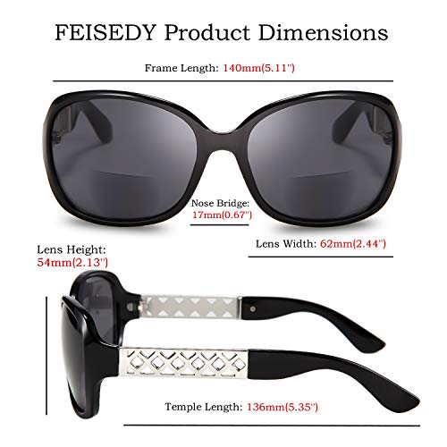 Feisedy Womens Bifocal Reading Sunglasses Jackie O Fashion Sun Readers Glasses B2513 #TOP4