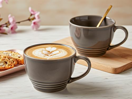 Image of Bodhi House Large Ceramic Coffee Mug | Microwave & Dishwasher Safe | Bone-Ash Free Cappuccino Mug | MultiPurpose Foodgrade Latte Coffee Mug Ideal for Daily Use, Gifting (Pack of 2, 500ml | Smoke Grey)