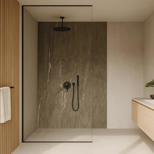 Neu.Haus Decorativo Conjunto De 4 Paneles De Pared Bladel Revestimiento De Paredes Para Ducha Baño Cocina Salón Resistente A La Humedad De Pvc Grosor 3 Mm 120x60cm - Ash Grey