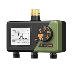 Diivoo Programmateur Arrosage 3 Voies avec Entrée en Laiton, Programmateur Arrosage Automatique avec Grand Écran LCD, Retard de Pluie, Arrosage Manuel pour Pelouse et Jardin