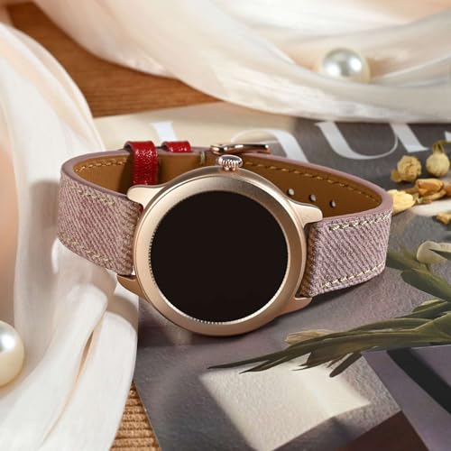 WOCCI 22mm Watch Band, Italian Leather, Denim Pattern, Golden Buckle (Misty Rose) by WOCCI - Used condition - Image 8