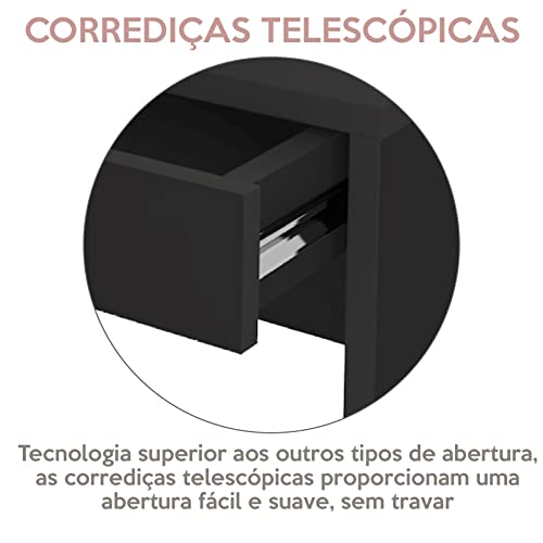 Escrivaninha 2 Gavetas,1 metro, Simples e Versátil, Preto, College Artany