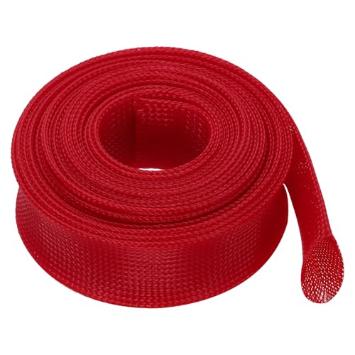 uxcell Expandable Sleeving, 2-inch 25ft Cable Sleeve, Red