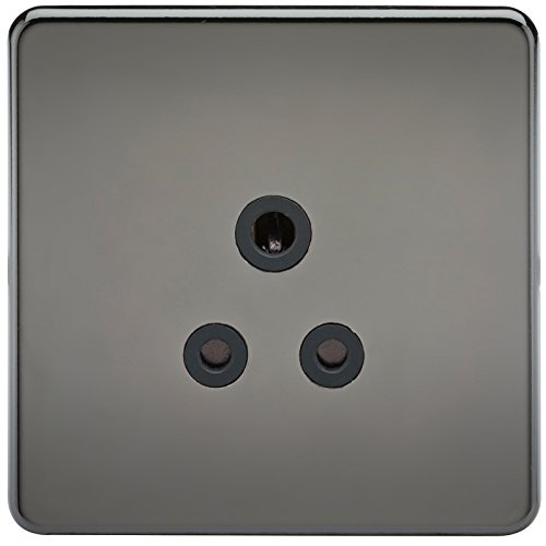 Knightsbridge SF5ABN Screwless 5A Unswitched Socket Nickel with Black Insert, 230 V