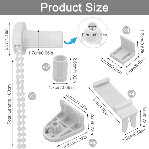 2 Kit Halterung Fenster, 17mm Ersatzteile Klemmfix Rollo, Beschläge Set für Verdunkelungsrollo, Seitenzugrollo, Doppelrollo
