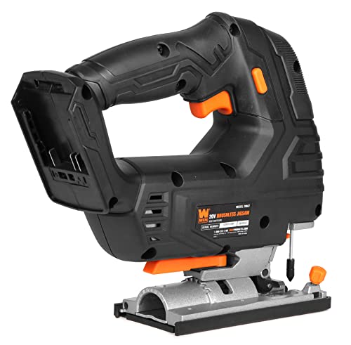 Image of WEN Cordless Jigsaw, Brushless with Variable Speed, 20V Max 4.0 Ah Lithium Ion Battery and Charger (20667)