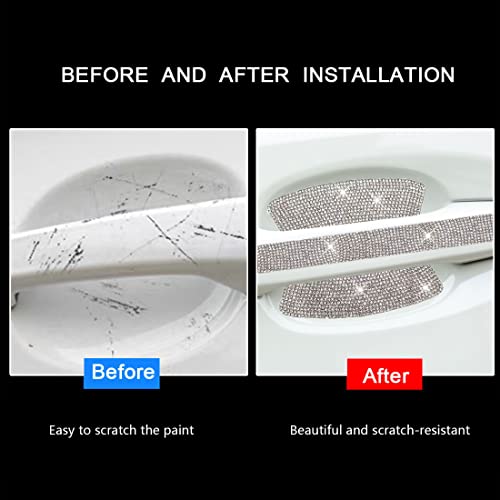 Lcwljl Rhinestone Car Door Handle Stickers ，Bling Car Accessories Crystal Glitter Door Handle Protector Stickers And Decals Scratch Safety Reflective，Auto Car Decals For Women（8Pcs） #TOP2