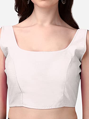 Image of Vihu Fashion Plain Sleeveless Pattern Readymade Blouse U Neck Choli