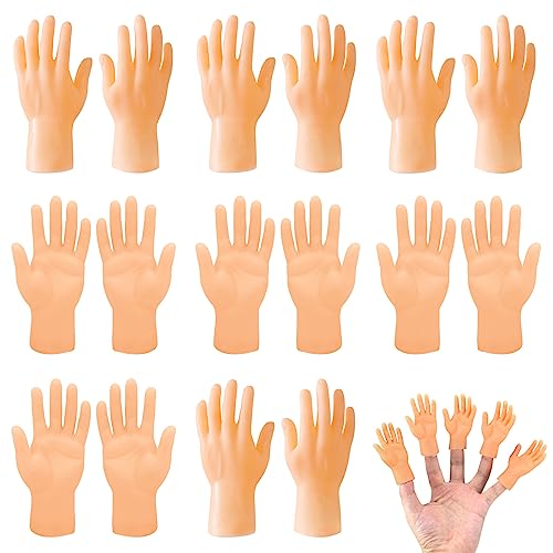 Image of ZAKVOOR 16 Pcs Tiny Finger Hands Mini Realistic Little Small Hands Puppets for Show Gag Performance Party Favors, 8 Left & 8 Right