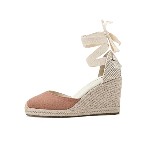 Image of Women's Espadrille Wedge Sandals Closed Toe Lace-Up Shoes