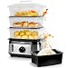 Duronic FS95 BK Black Electric Food Steamer, 3-Tier 9L Steam Cooker with Rice Bowl & 60-Min Timer, 950W BPA-Free Countertop Vegetable Steamer for Fish, Meat, Rice, Eggs, Dumplings, Momos & Baby Food