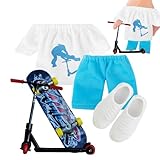 Veeteah Skateboards de dedos para niños | monopatines creativos con dedos skateboards con pantalones de dedo, patinete de dedo, juguete para monopatín, accesorios educativos de cumpleaños para