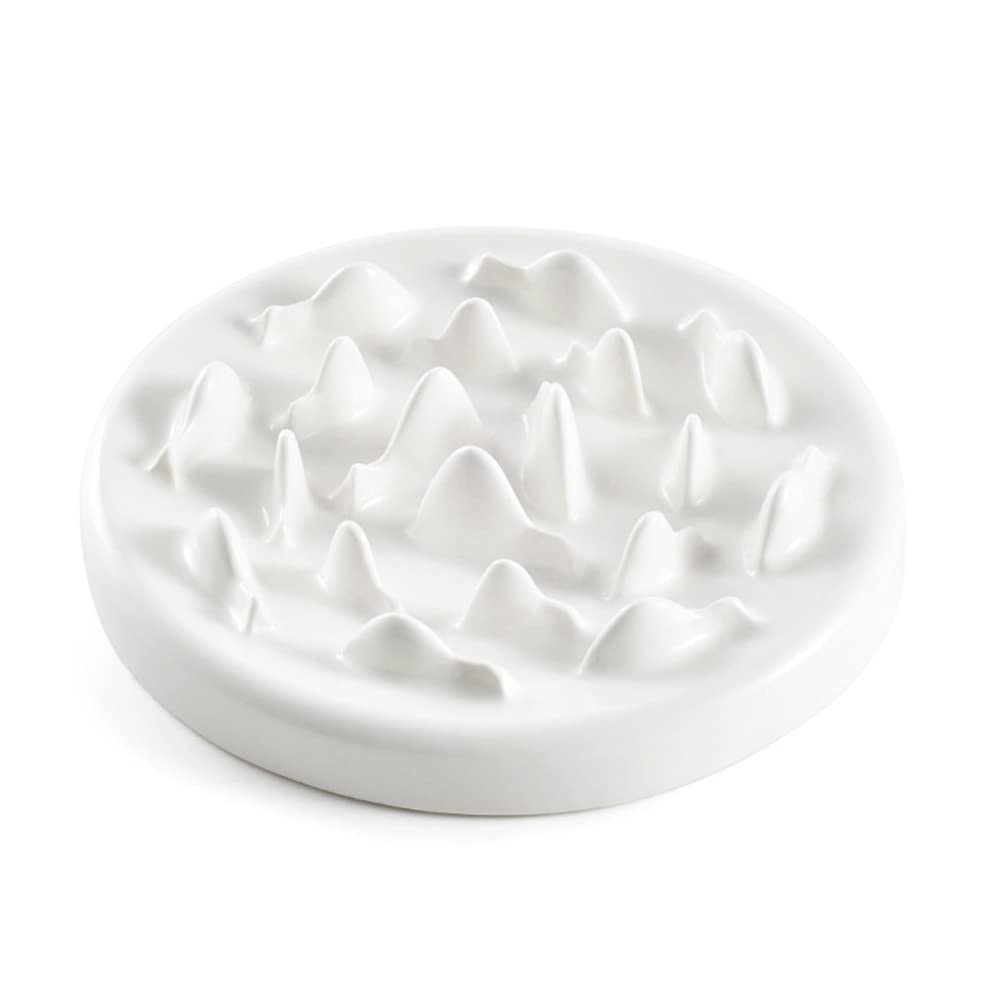 Gamelle anti glouton chat en céramique blanche et bol alimentation lente anti-vomissement